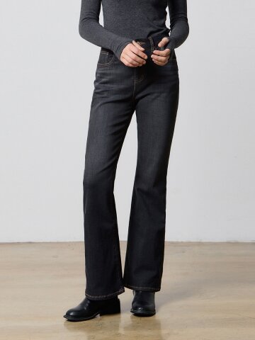 DENIM BOOTS CUT MODAL PANTS BLACK W5