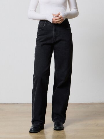 DENIM LONG STRAIGHT PANTS BLACK W5