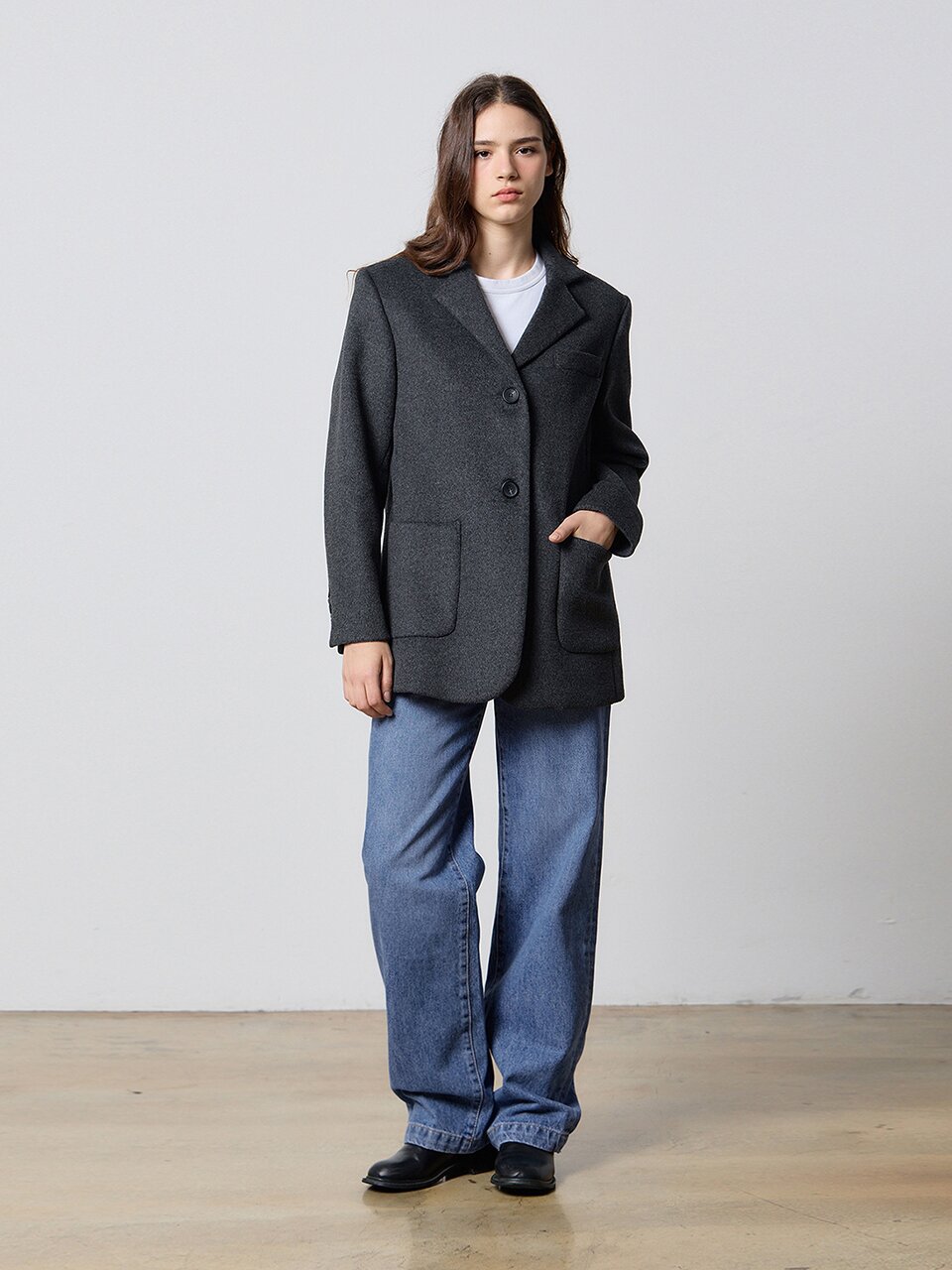 WOOL CLASSIC SINGLE JACKET GREY W5