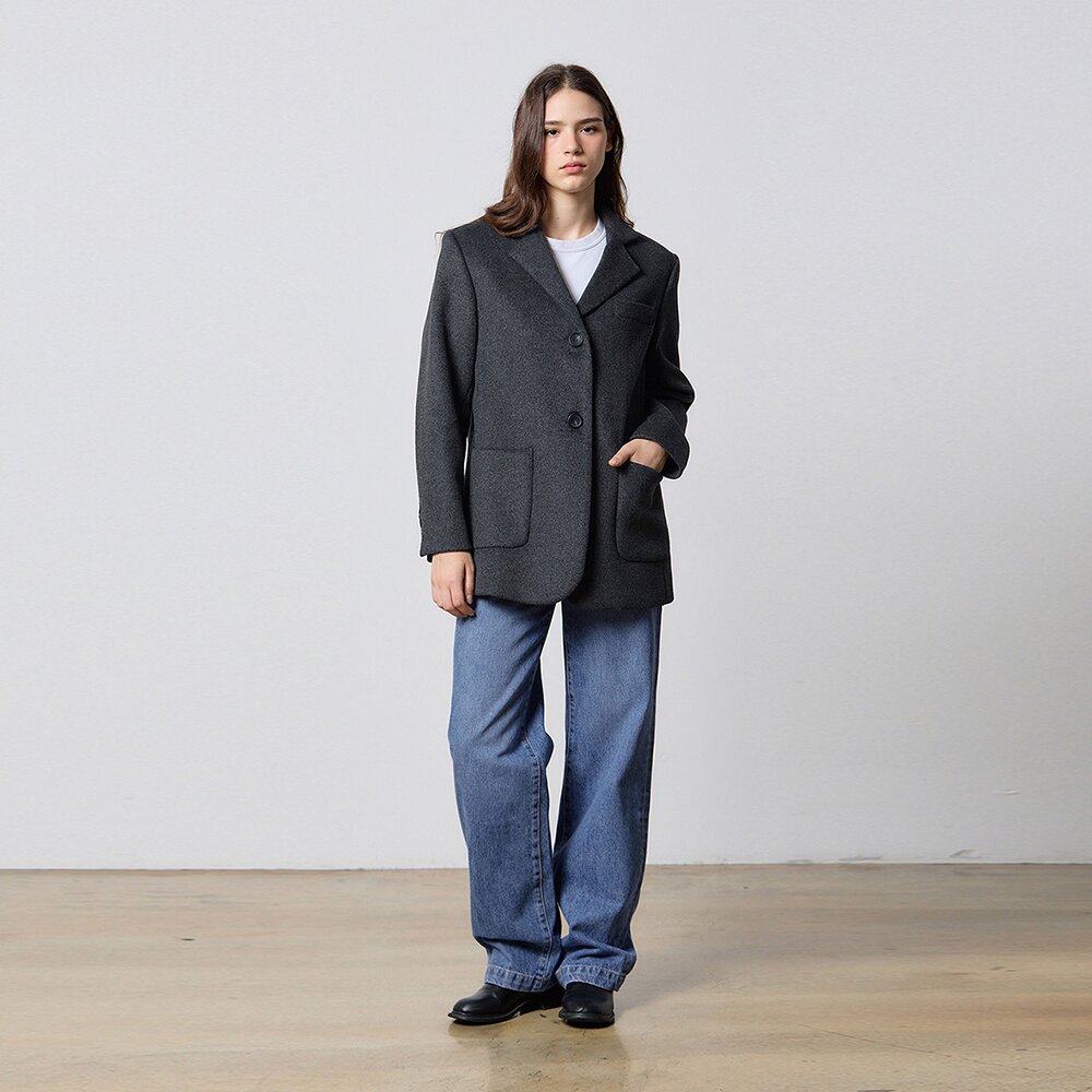 WOOL CLASSIC SINGLE JACKET GREY W5