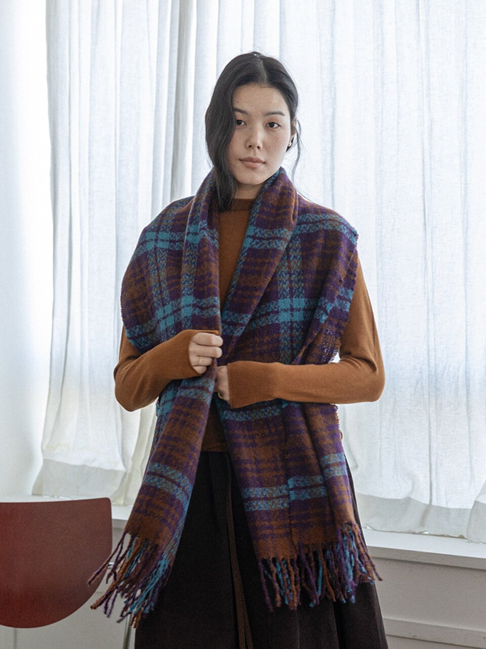 LS_Colorblock plaid muffler_4color