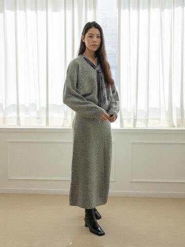 LS_Silk scarf knit two-piece set_2color