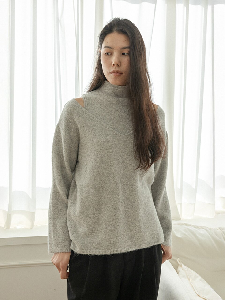 LS_Elegant high-neck knit two-piece set_3color