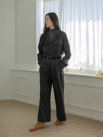 LS_Slim-fit formal dress pants_BEIGE GRAY