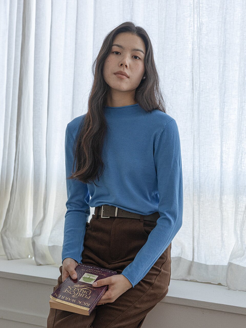 LS_Crew neck lightweight knit top_4color