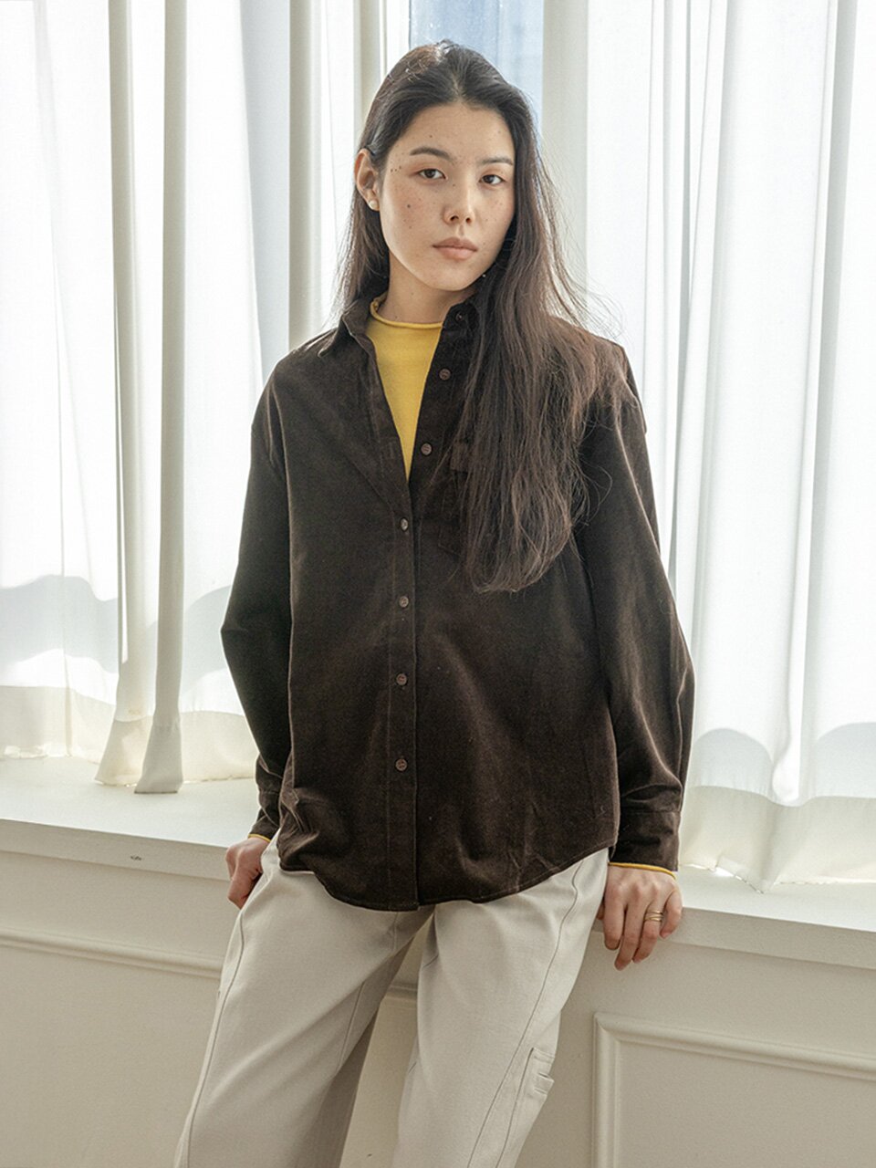 LS_Corduroy solid color shirt_2color