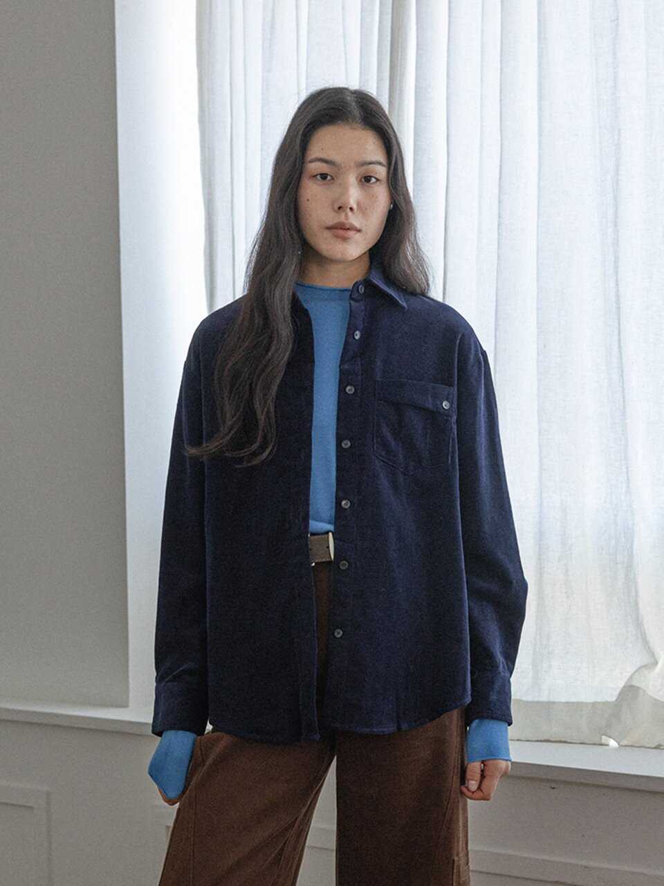LS_Corduroy solid color shirt_2color