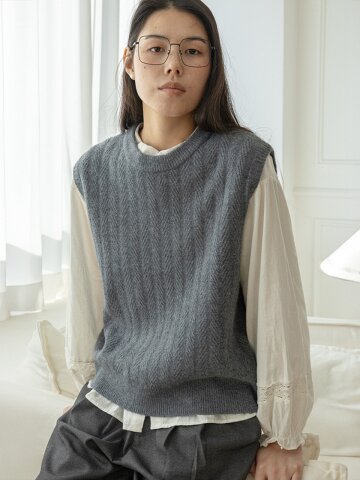 LS_Classic solid color knit vest_3color