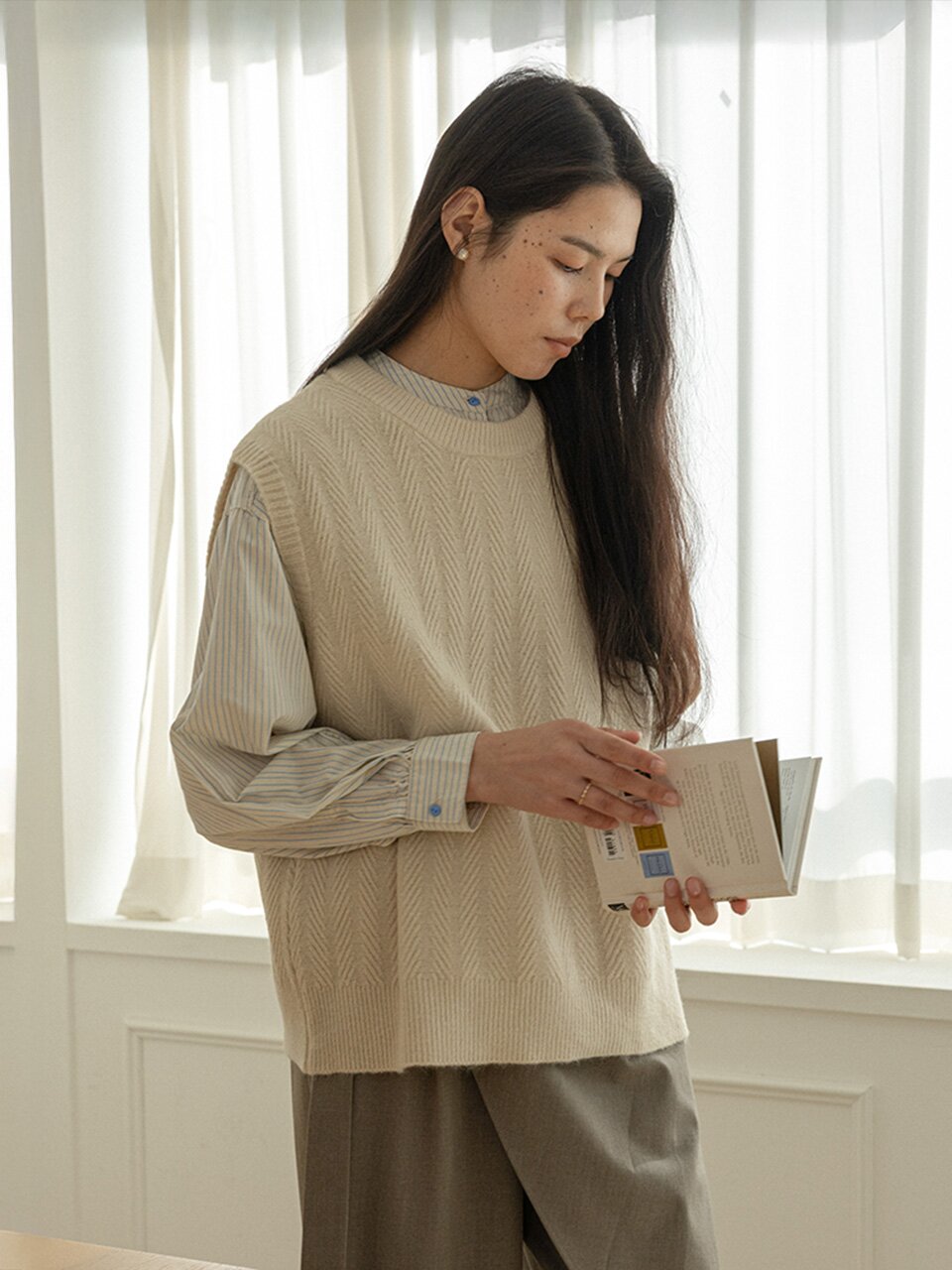 LS_Classic solid color knit vest_3color