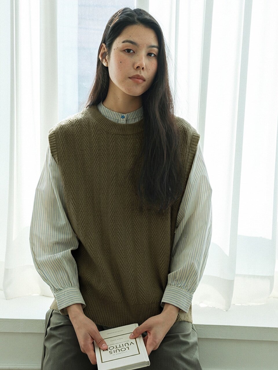 LS_Classic solid color knit vest_3color