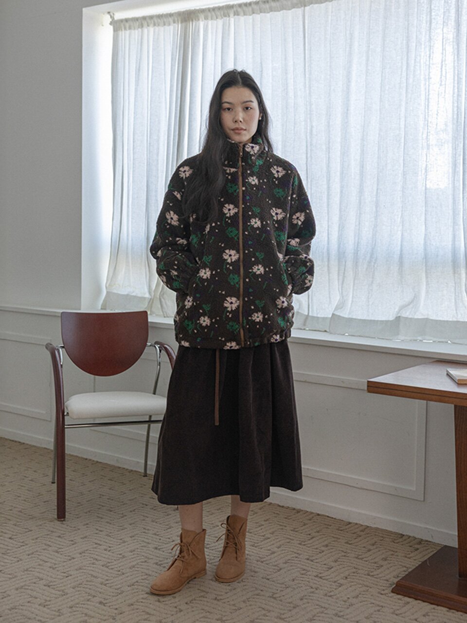 LS_Midnight garden short coat_DARK BROWN