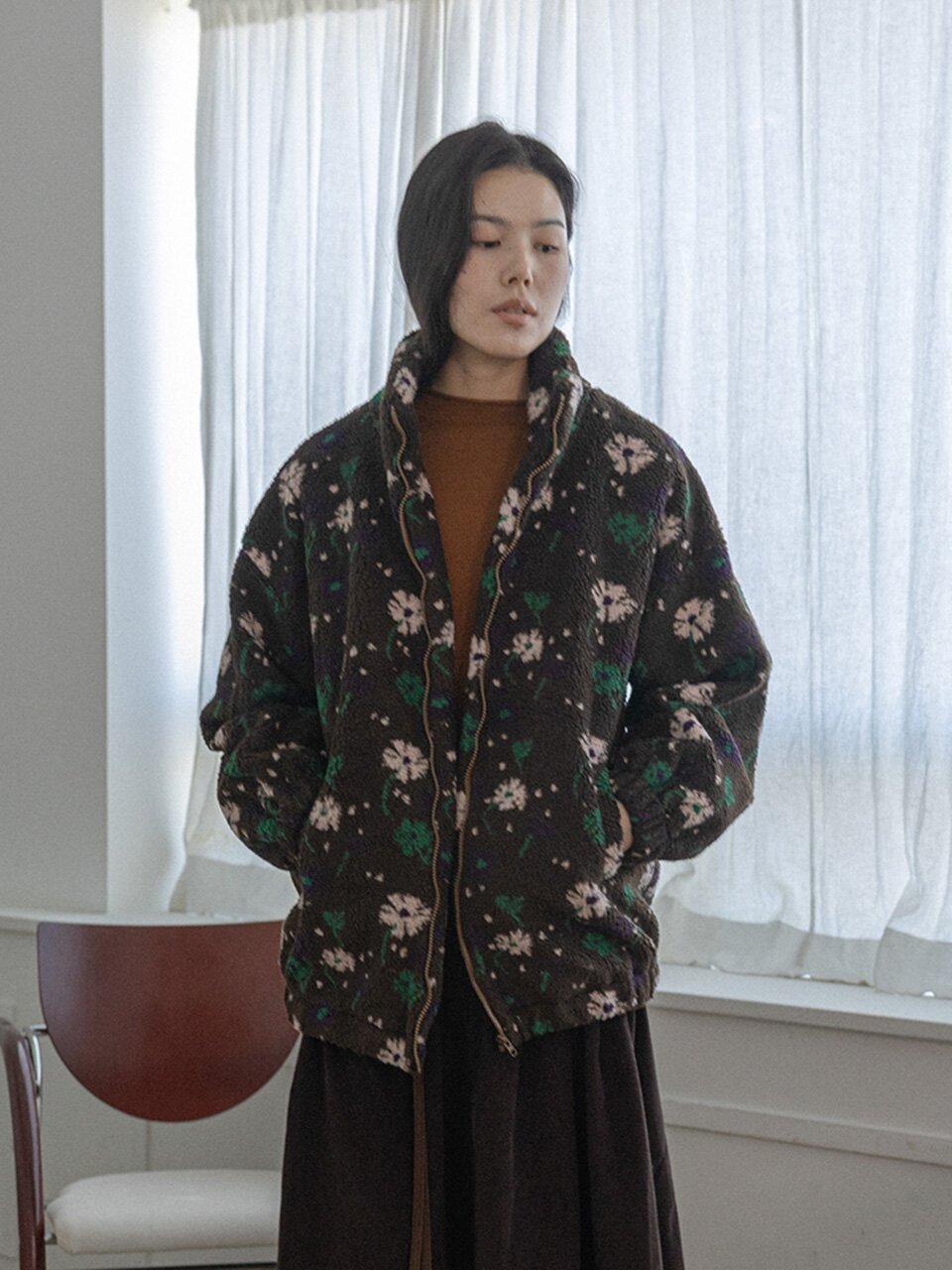 LS_Midnight garden short coat_DARK BROWN