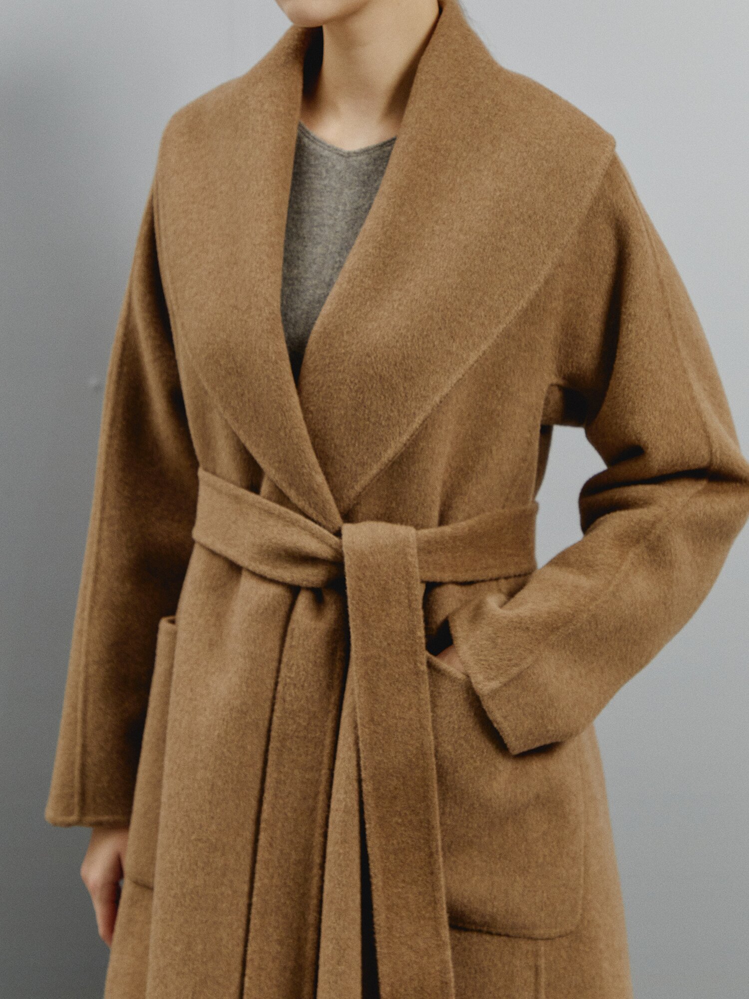 터치 루즈핏 플로우 롱코트 (MELANGE BROWN)