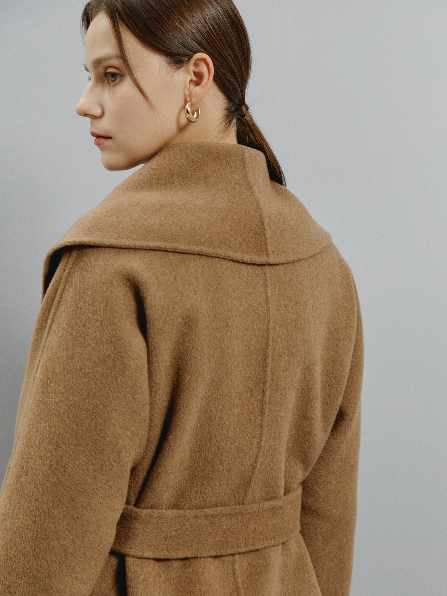 터치 루즈핏 플로우 롱코트 (MELANGE BROWN)