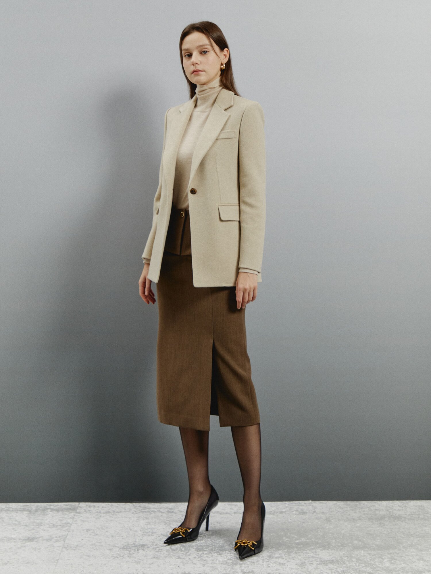 캐시미어 클래식 테일러드 코트 (BEIGE)