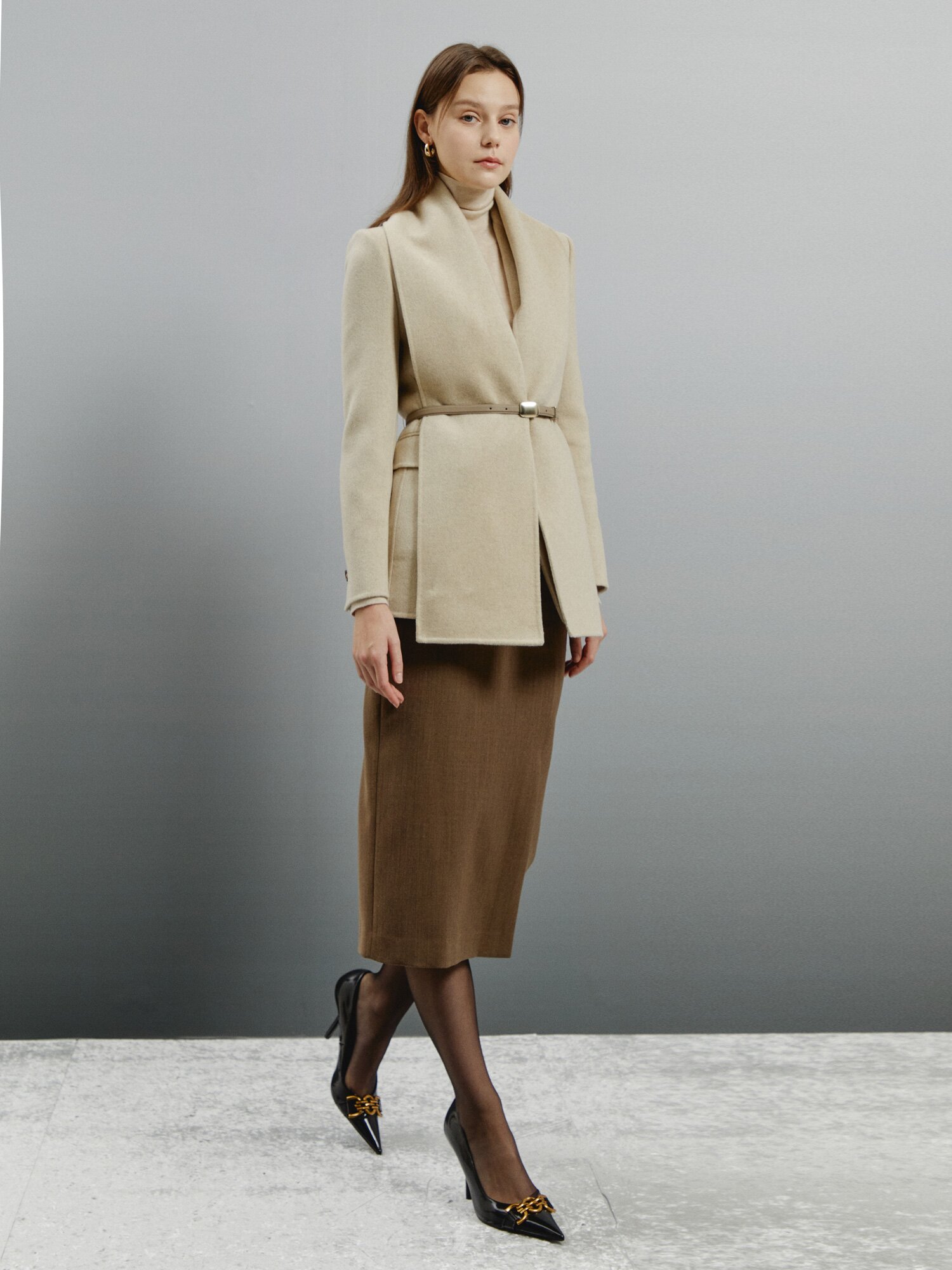 캐시미어 클래식 테일러드 코트 (BEIGE)