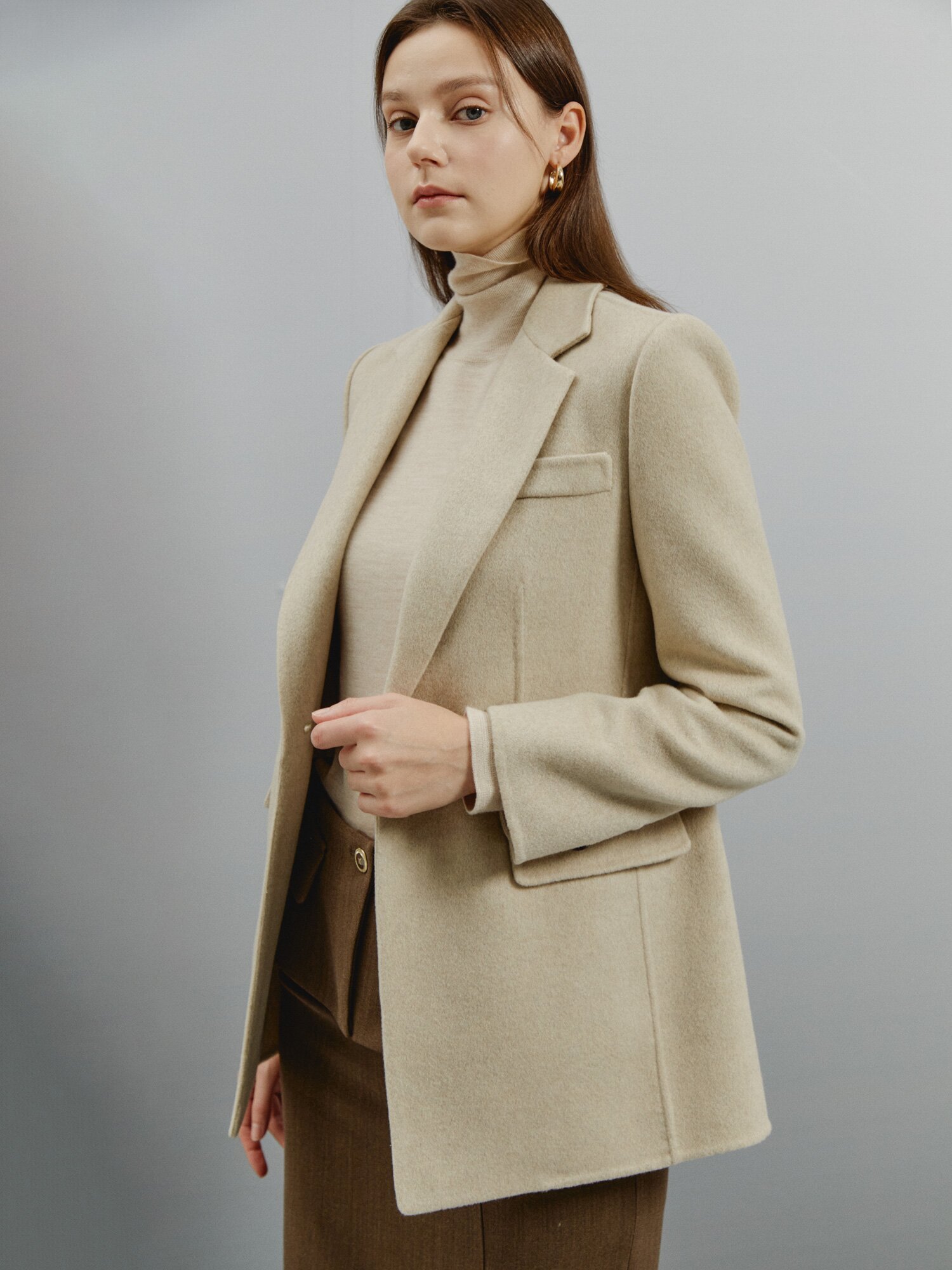 캐시미어 클래식 테일러드 코트 (BEIGE)