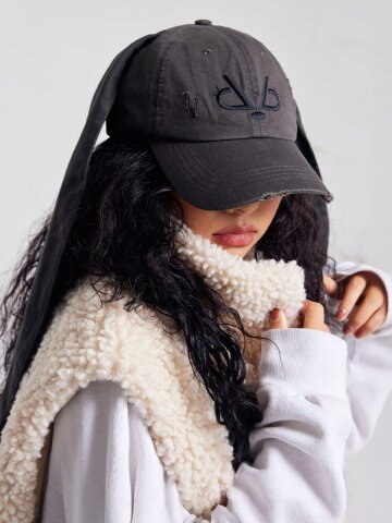 두니빗 면 데미지 볼캡 블랙