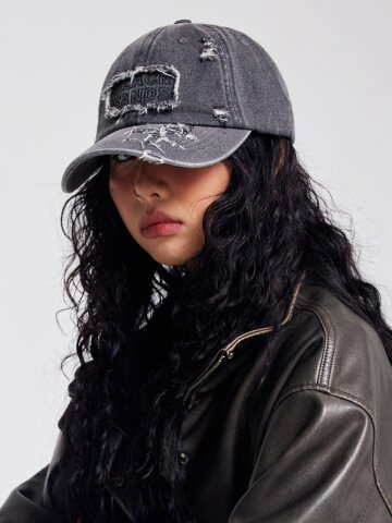 워싱패치 데미지 데님 볼캡