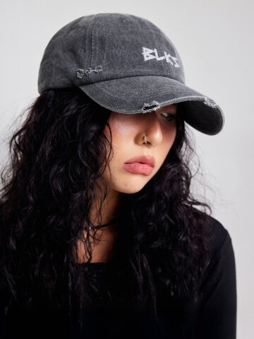 라이트 런닝자수 빈티지 볼캡 차콜