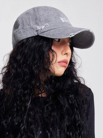 라이트 런닝자수 빈티지 볼캡 라이트그레이