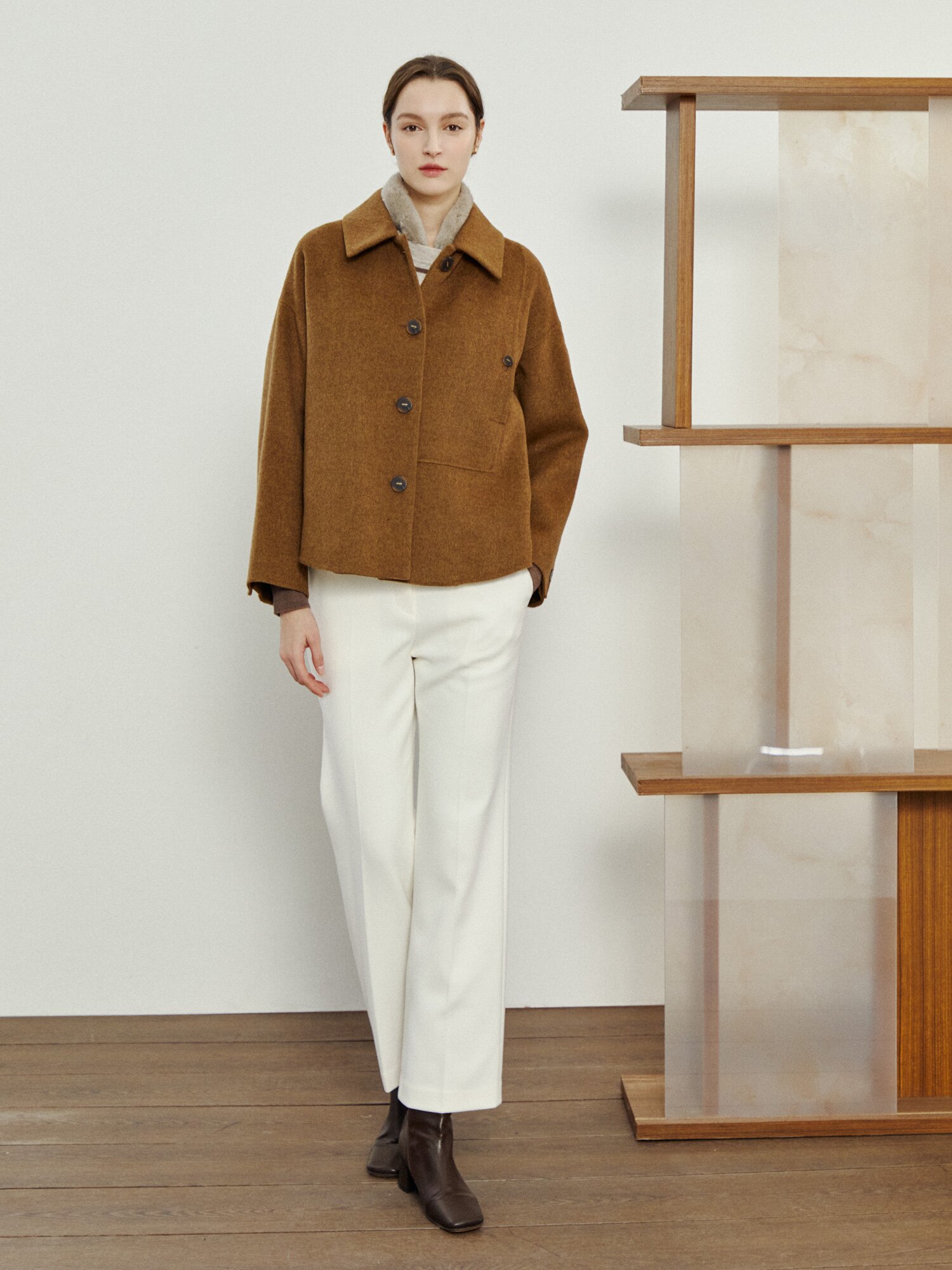 기모 레귤러 일자핏 팬츠 (IVORY)