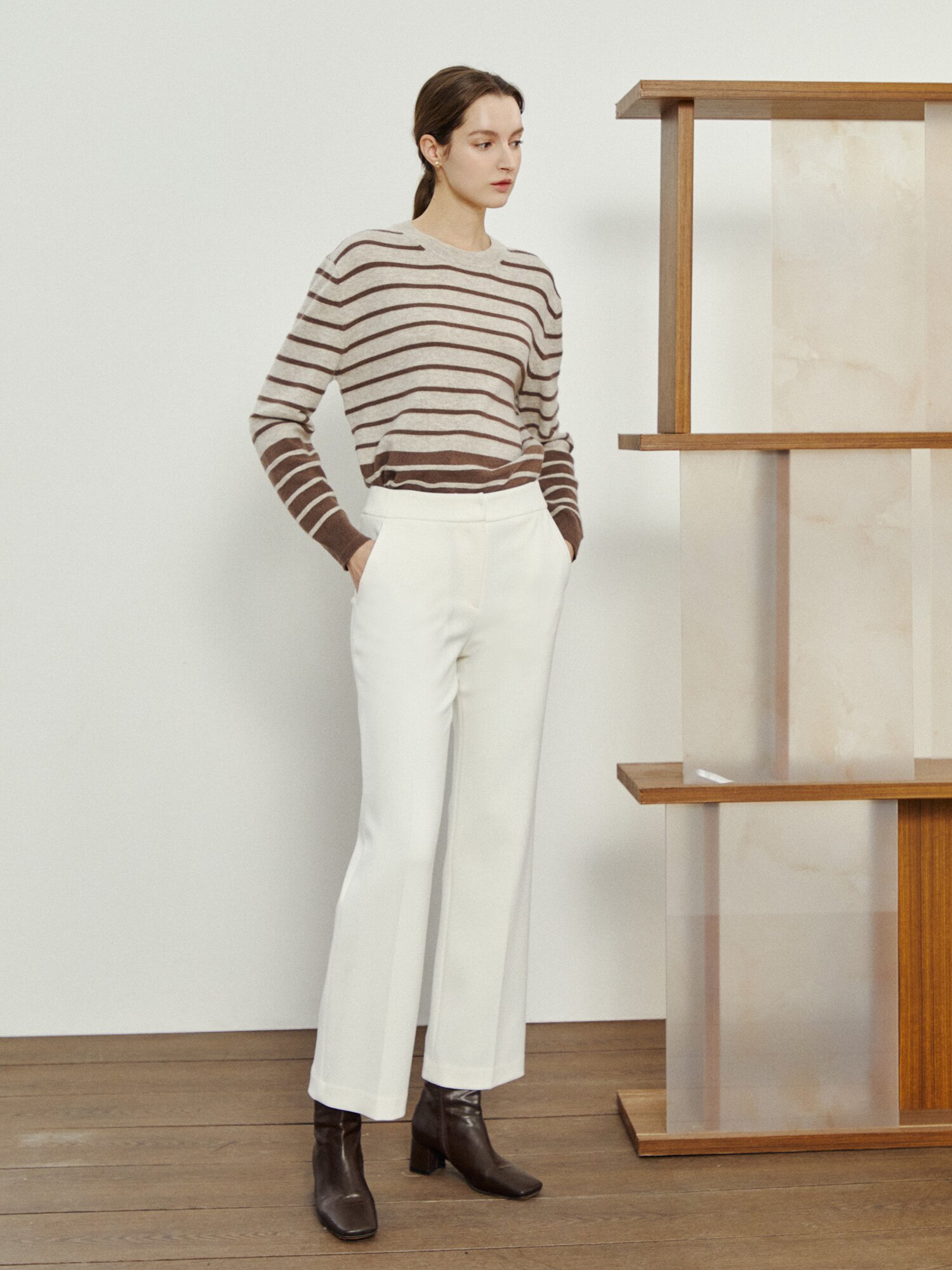 기모 레귤러 일자핏 팬츠 (IVORY)