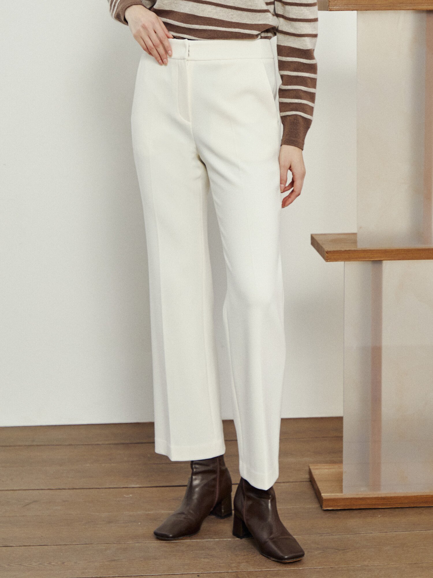 기모 레귤러 일자핏 팬츠 (IVORY)
