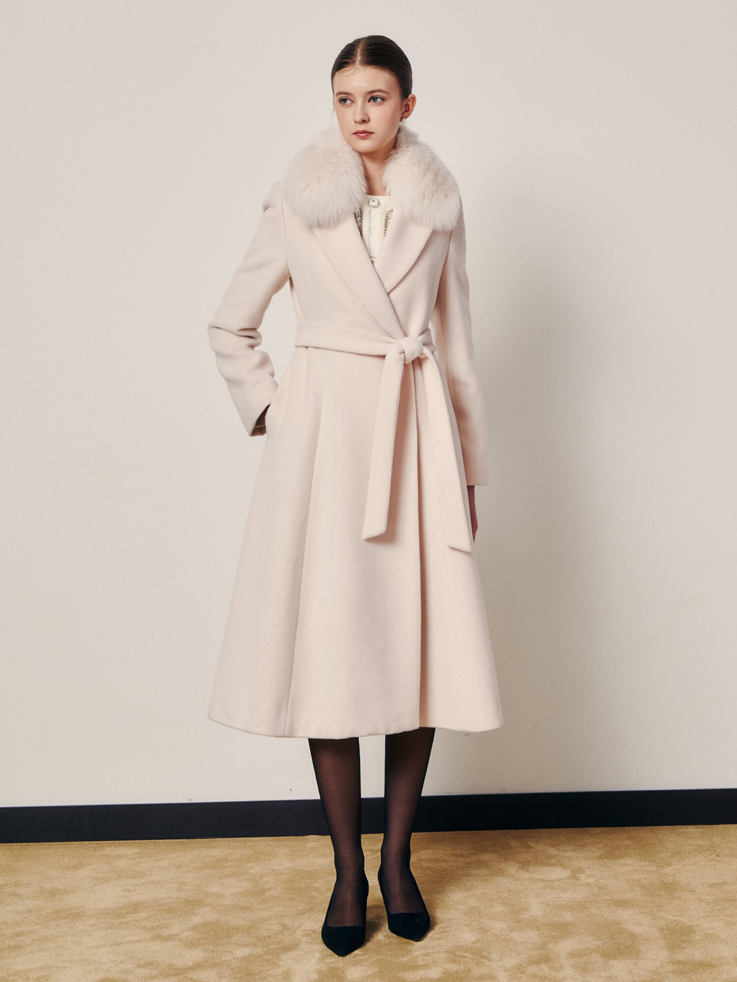 프렌치 플레어 벨트 코트 (PINK)