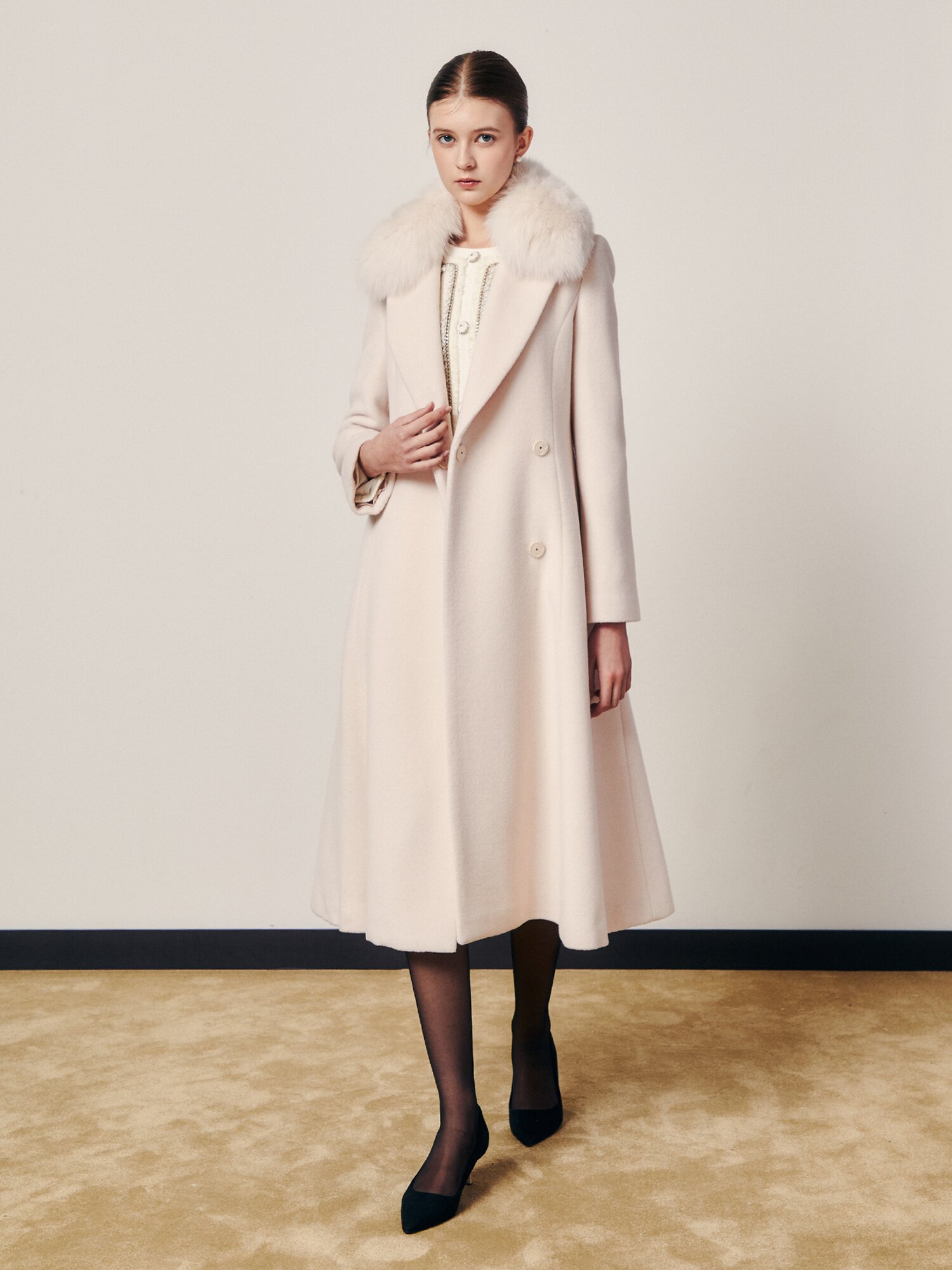 프렌치 플레어 벨트 코트 (PINK)