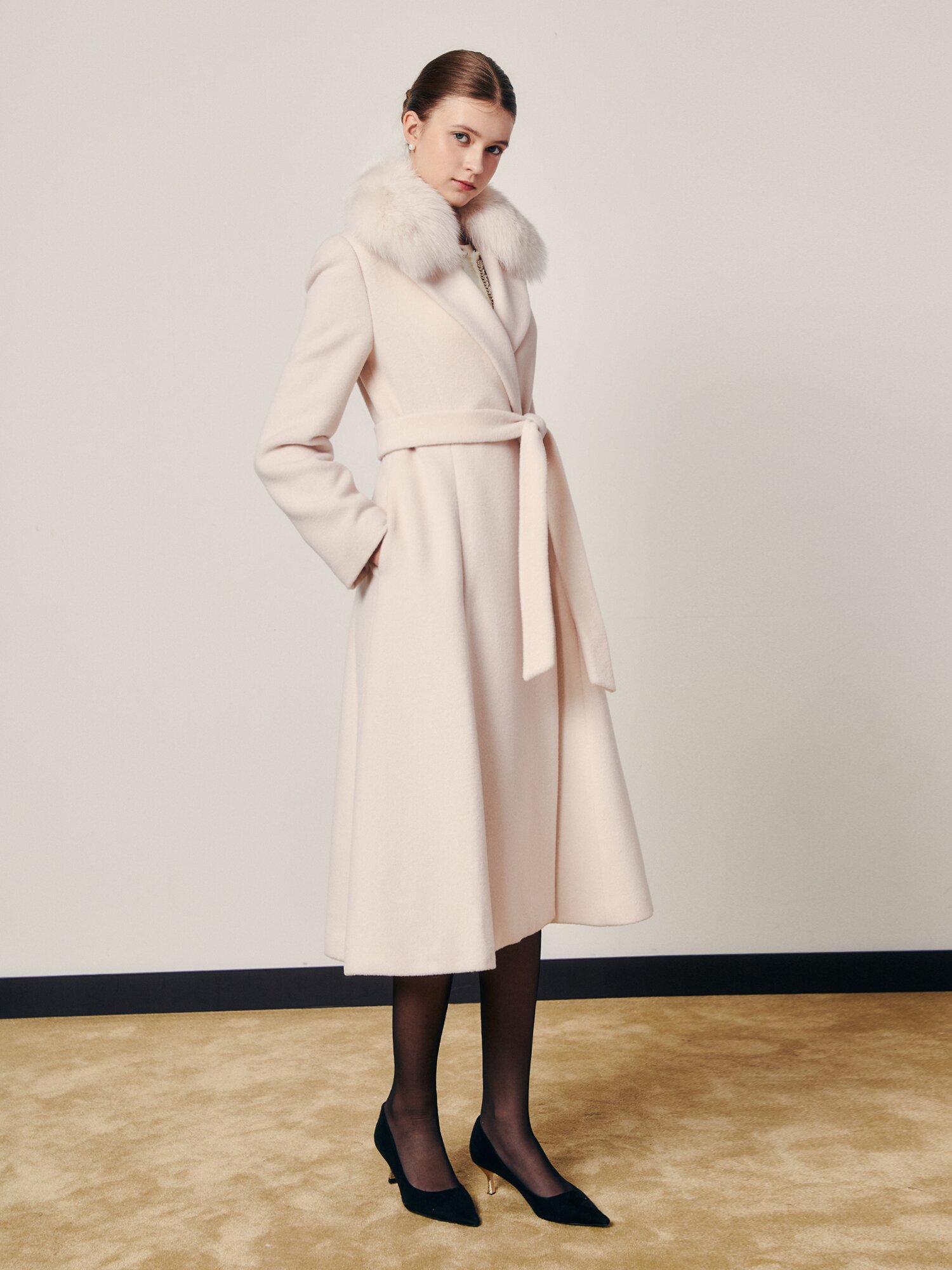 프렌치 플레어 벨트 코트 (PINK)