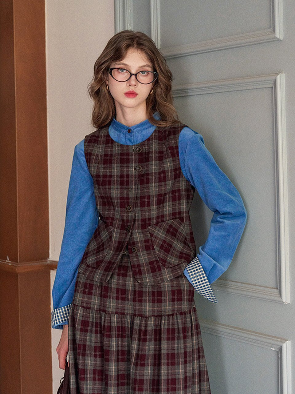 SR_Brushed plaid vest