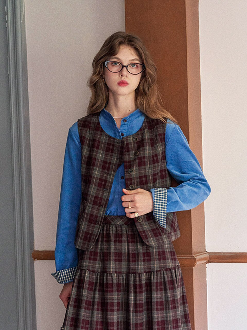 SR_Brushed plaid vest
