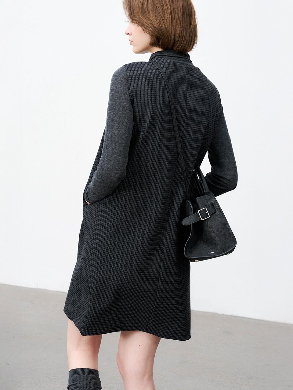 TG_Winter plaid sleeveless dress_CHARCOAL