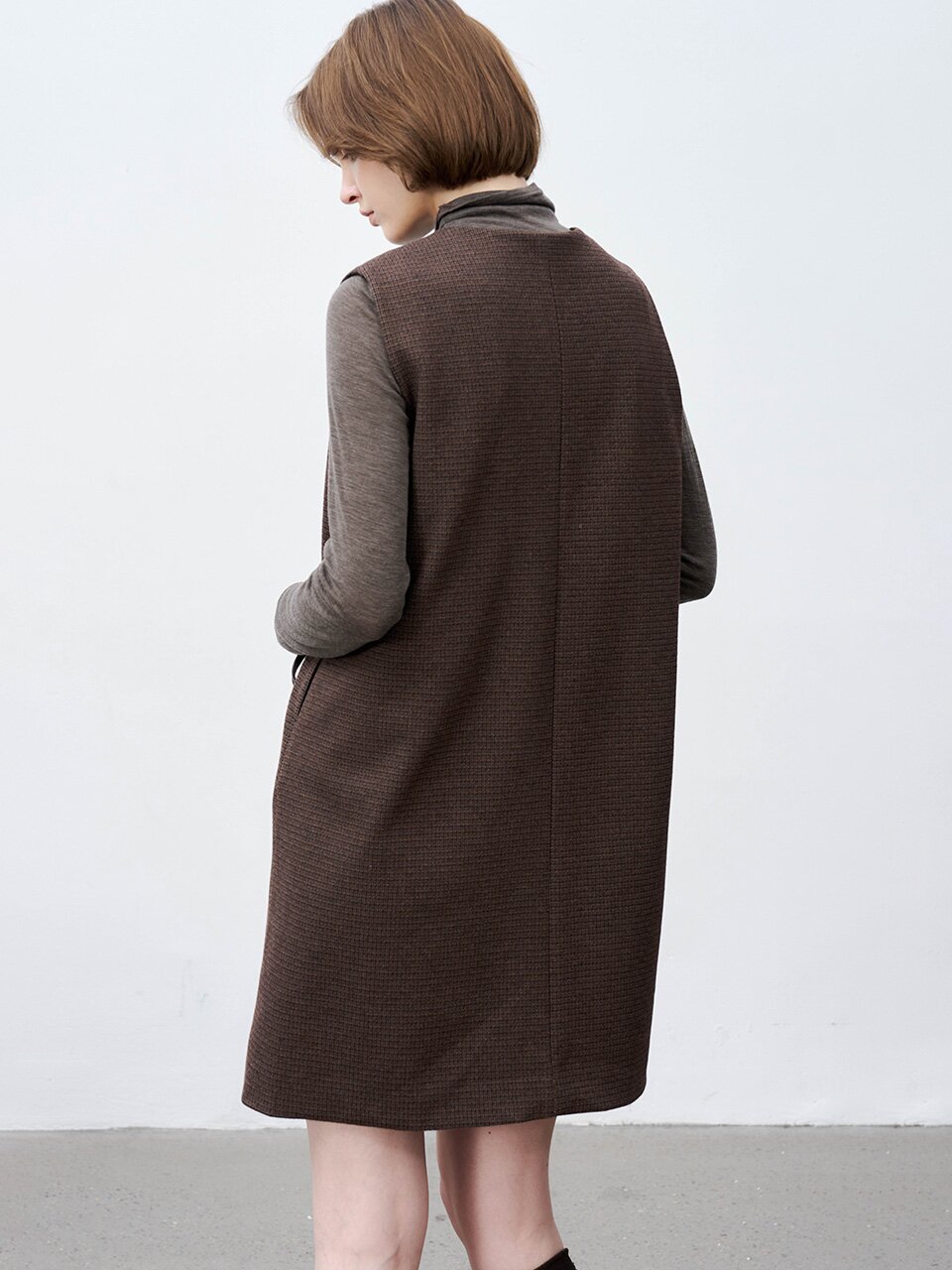 TG_Winter plaid sleeveless dress_BROWN