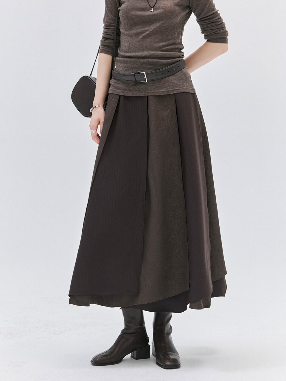TG_Irregular layered a-line skirt