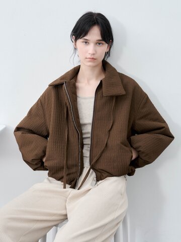 TG_Puff string lapel jacket_BROWN