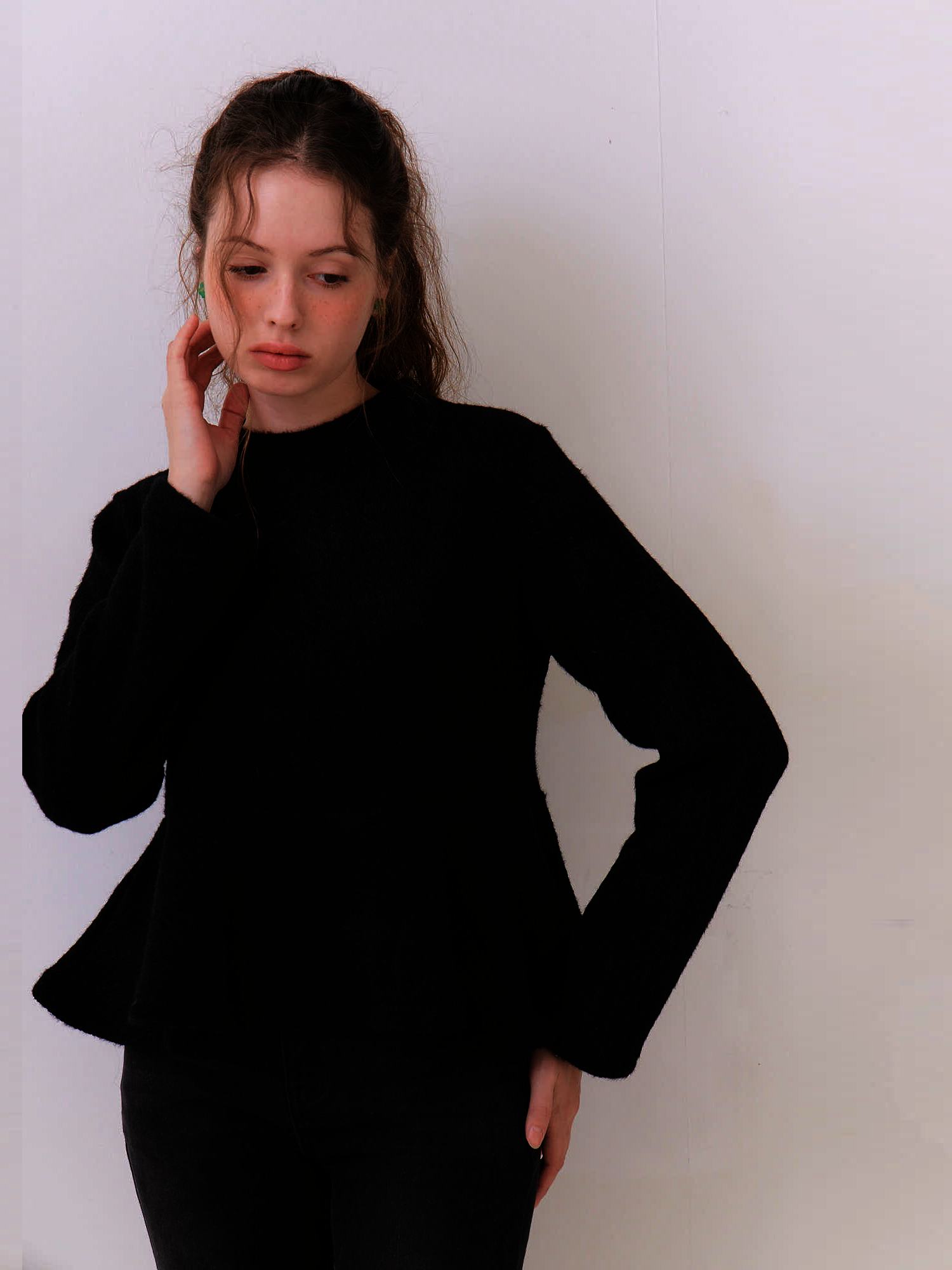 Cleo Fluffy Flare Top – Midnight Black