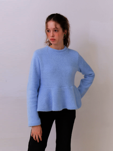 Cleo Fluffy Flare Top – Winter Sky