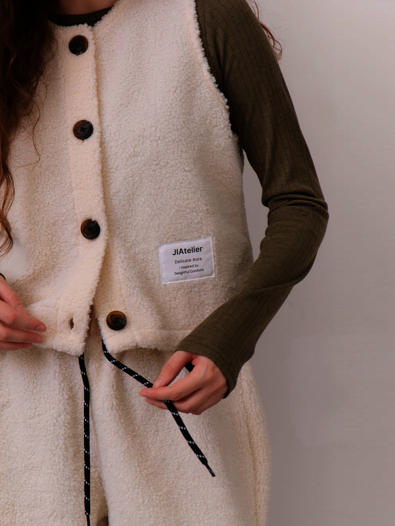 Rosie Cozy Teddy Vest – Soft Cream
