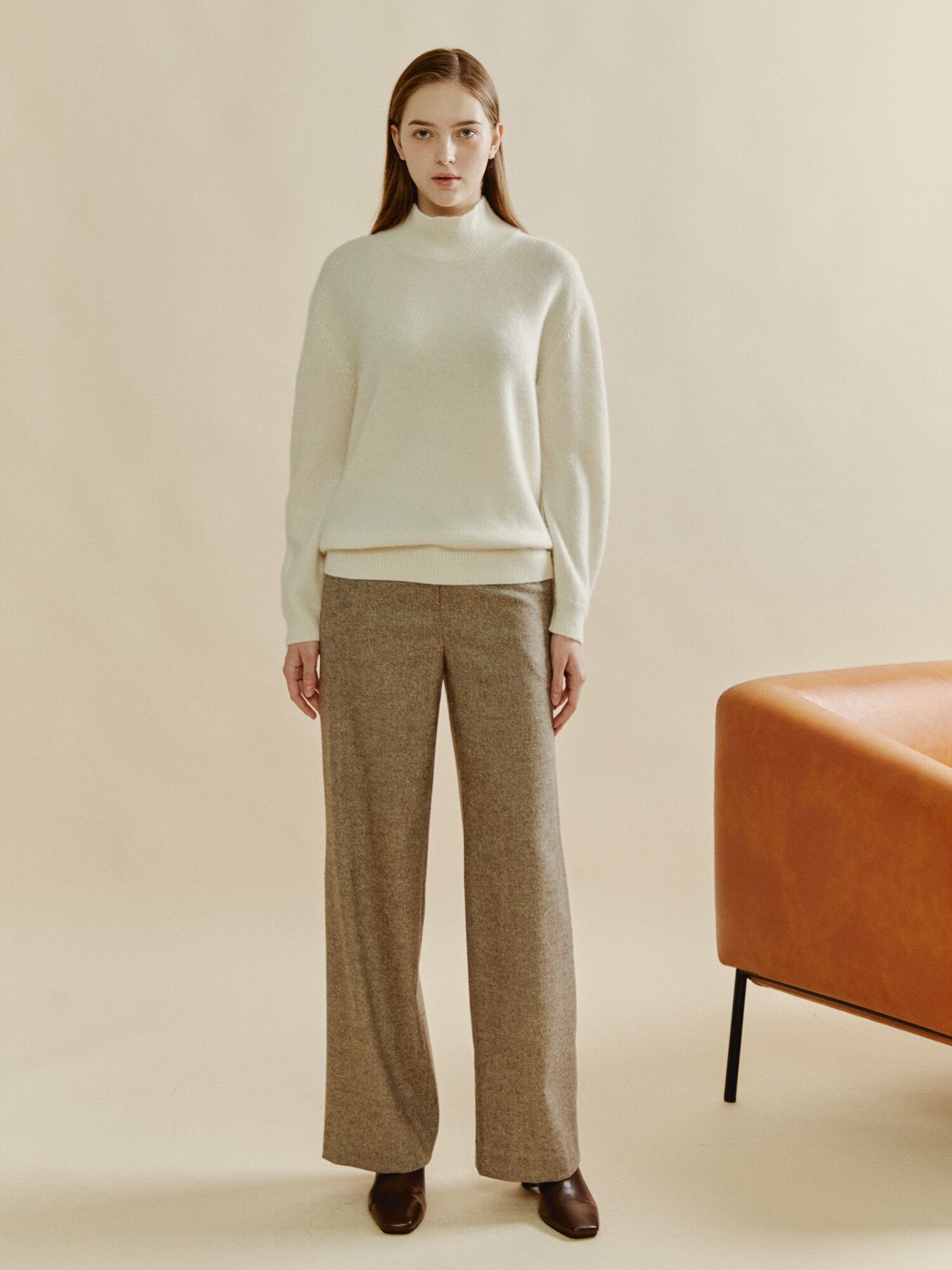 퓨어 캐시미어 모크넥 니트 (IVORY)