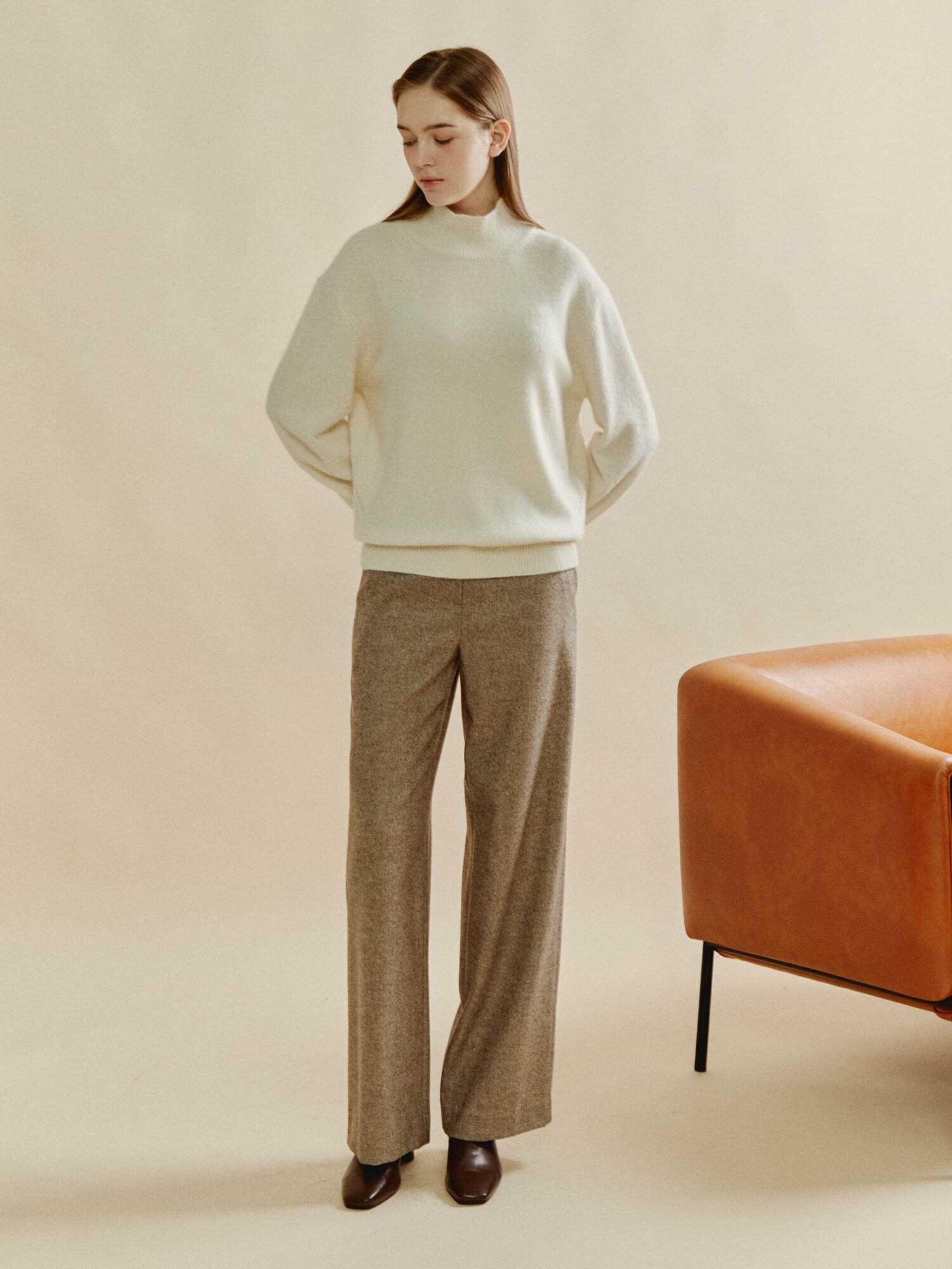 퓨어 캐시미어 모크넥 니트 (IVORY)