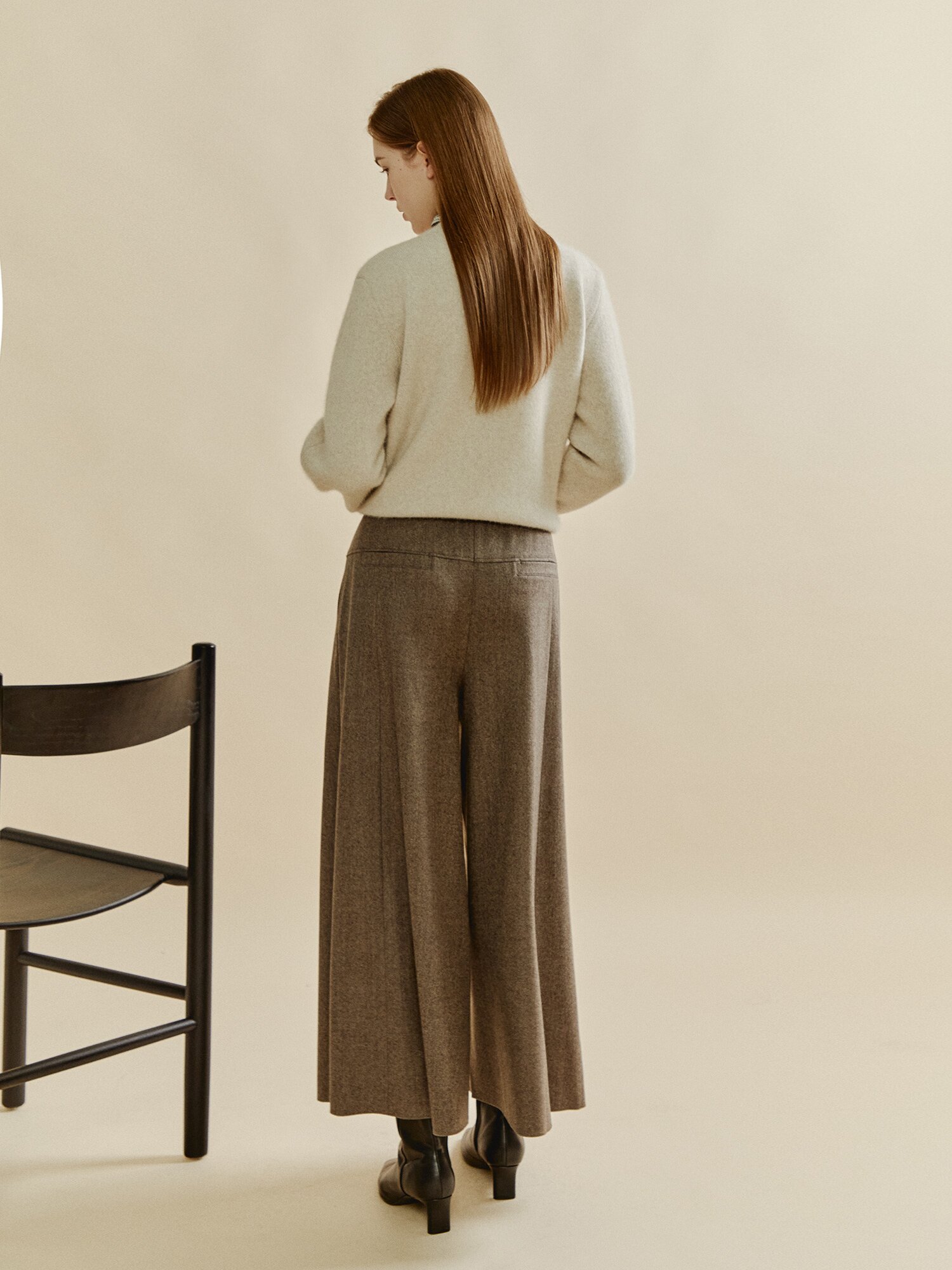 소프트 멜톤 인버티드 플리츠 팬츠 (MELANGE BROWN)