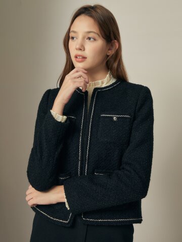 울 블렌드 스티치 트위드 재킷 
