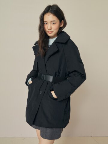 구스다운 칼라넥 벨티드 점퍼 