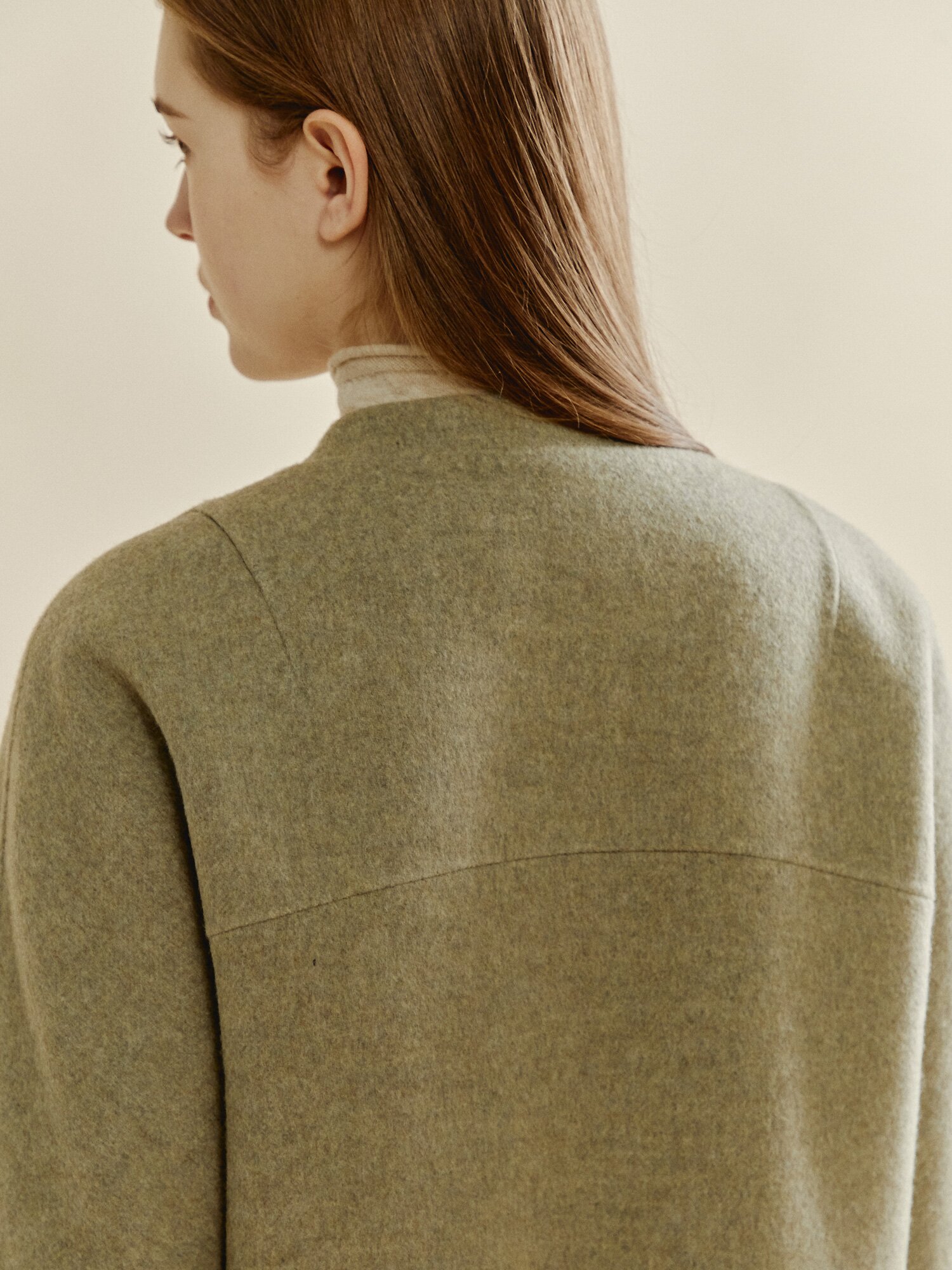 울 캐시미어 집업 코트 (MELANGE GREY)