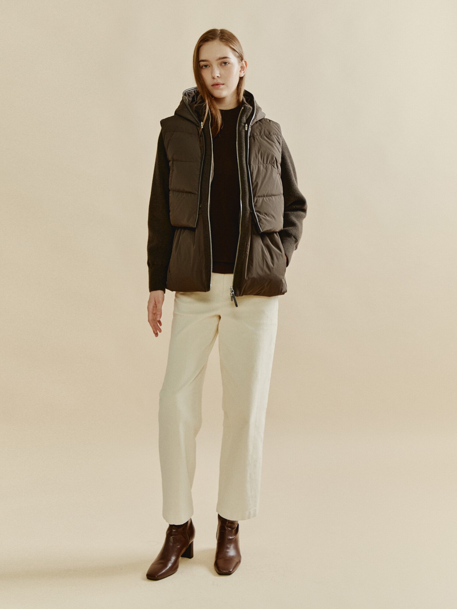 에센셜 하프넥 레이어 니트 (BROWN)