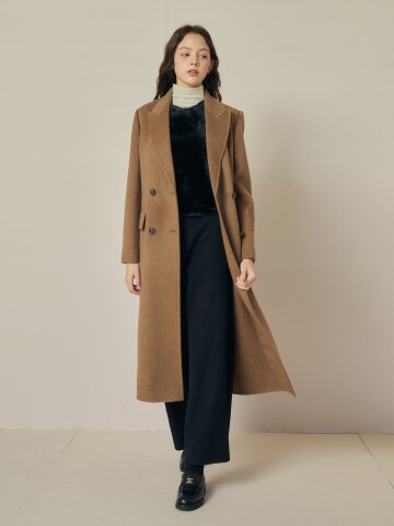 울 캐시미어 롱 핸드메이드 코트 