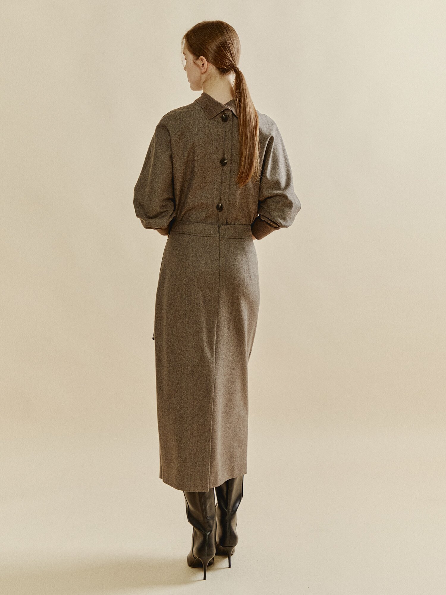 테슬 타이 오버랩 스커트 (MELANGE BROWN)