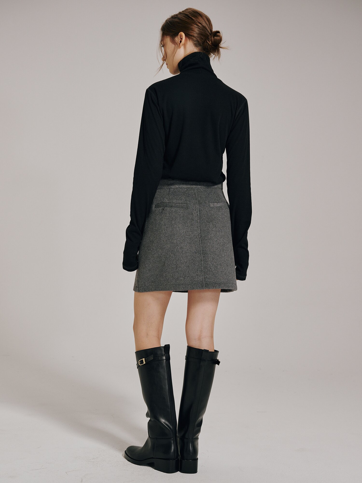울 미니 스커트 - 차콜 / Wool Mini Skirt - Chacoal